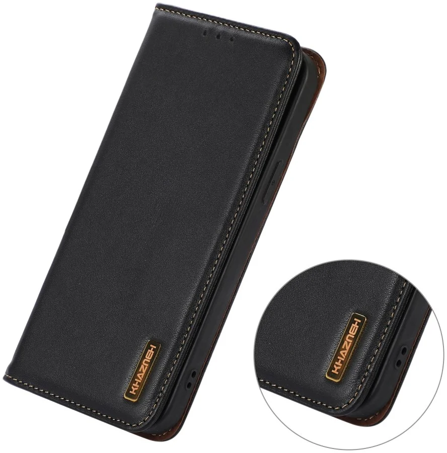 KHAZNEH Xiaomi 14 Ultra Hoesje RFID Book Case Leer Zwart afbeelding 4