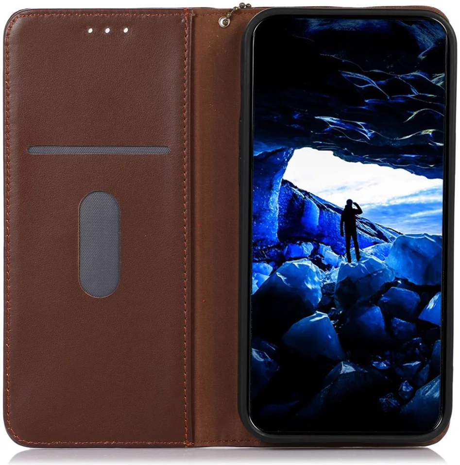 KHAZNEH Xiaomi 14 Ultra Hoesje RFID Book Case Leer Bruin afbeelding 2