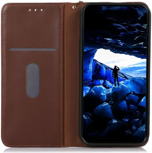 KHAZNEH Xiaomi 14 Ultra Hoesje RFID Book Case Leer Bruin afbeelding 2