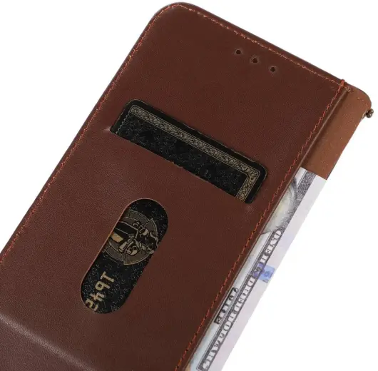 KHAZNEH Xiaomi 14 Ultra Hoesje RFID Book Case Leer Bruin afbeelding 5