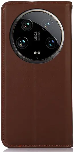 KHAZNEH Xiaomi 14 Ultra Hoesje RFID Book Case Leer Bruin afbeelding 7