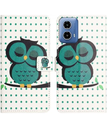 Motorola Moto G24 Power Hoesje Portemonnee Book Case Uil Print Hoesjes