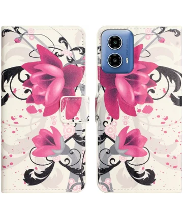 Motorola Moto G24 Power Hoesje Portemonnee Book Case Bloemen Print Hoesjes