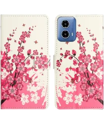 Motorola Moto G24 Power Hoesje Portemonnee Book Case Blossom Print