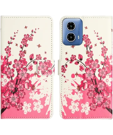 Motorola Moto G24 Power Hoesje Portemonnee Book Case Blossom Print Hoesjes