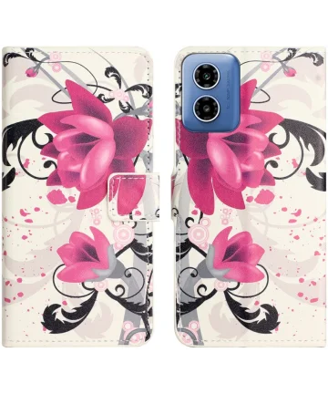 Motorola Moto G04 / G24 Hoesje Portemonnee Book Case Bloemen Print Hoesjes