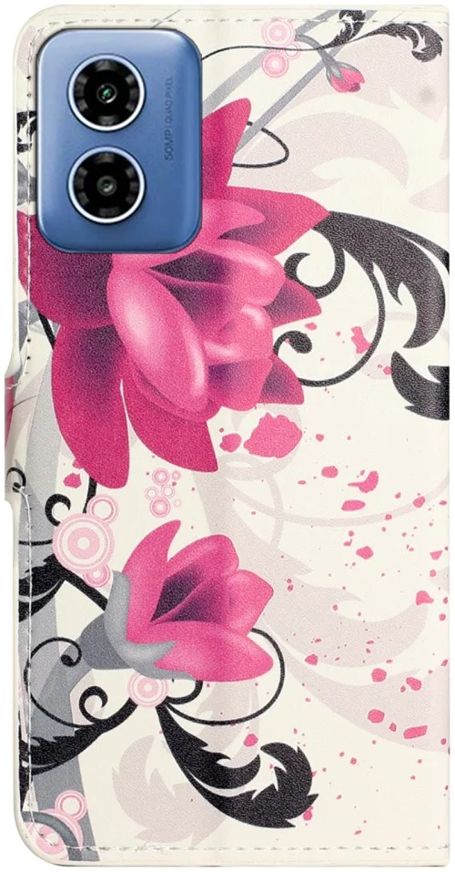 Motorola Moto G04 / G24 Hoesje Portemonnee Book Case Bloemen Print afbeelding 5