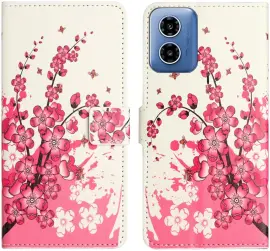 Motorola Moto G04 / G24 Hoesje Portemonnee Book Case Flower Print afbeelding