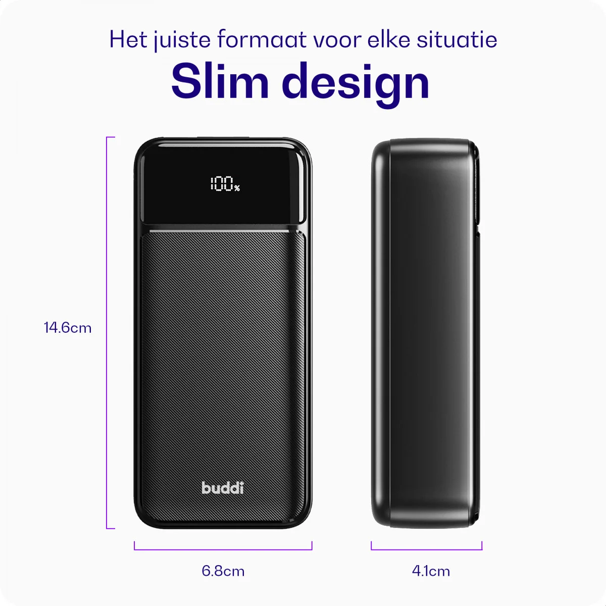 Buddi Boost 30.000 mAh Powerbank Reisformaat Met Display Zwart 22.5W afbeelding 6