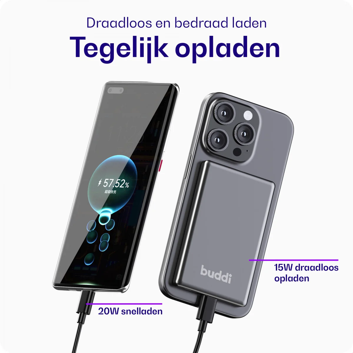 Buddi Connect 5.000 mAh MagSafe Powerbank Reisformaat Zwart 20W afbeelding 7