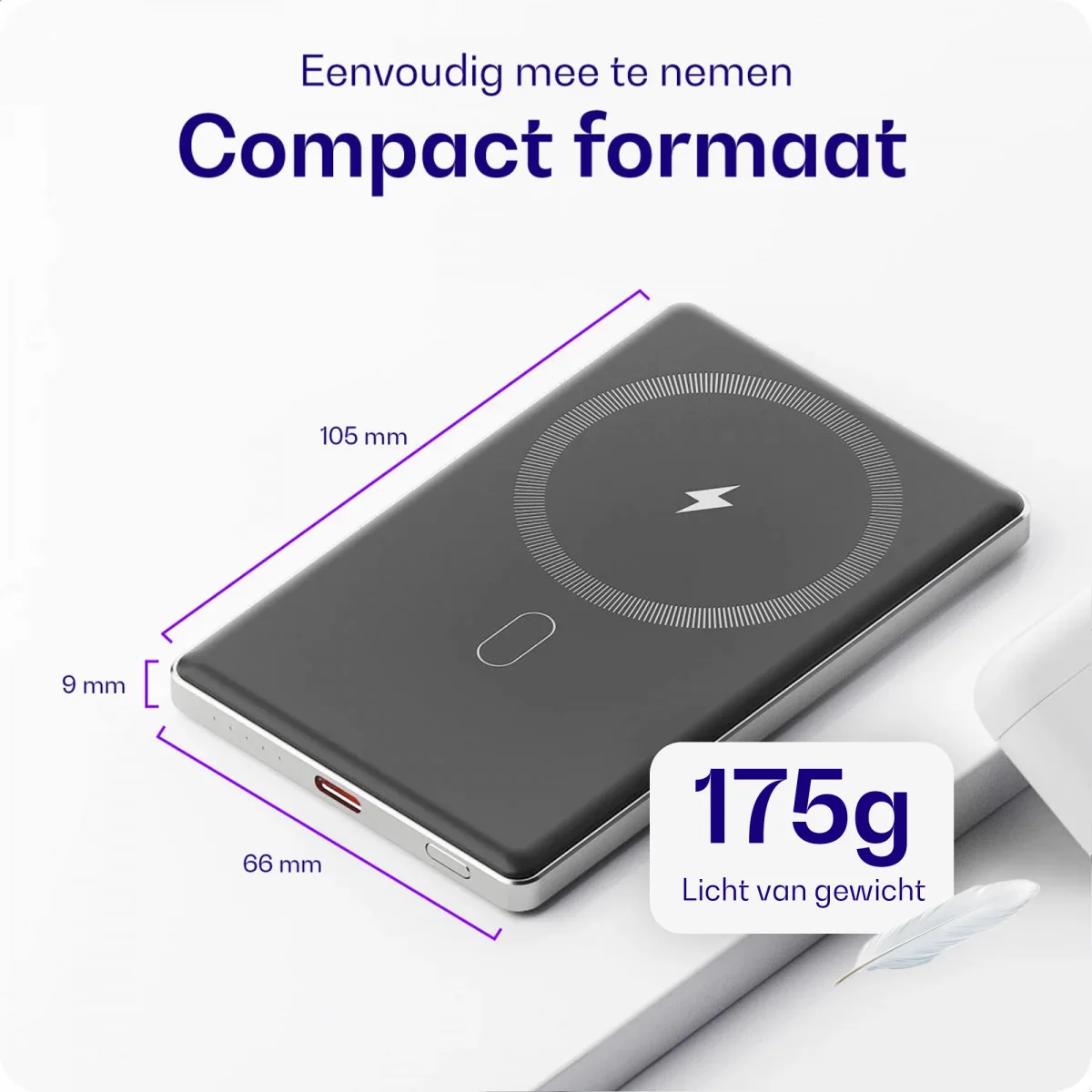 Buddi Connect 5.000 mAh MagSafe Powerbank Reisformaat Zwart 20W afbeelding 10