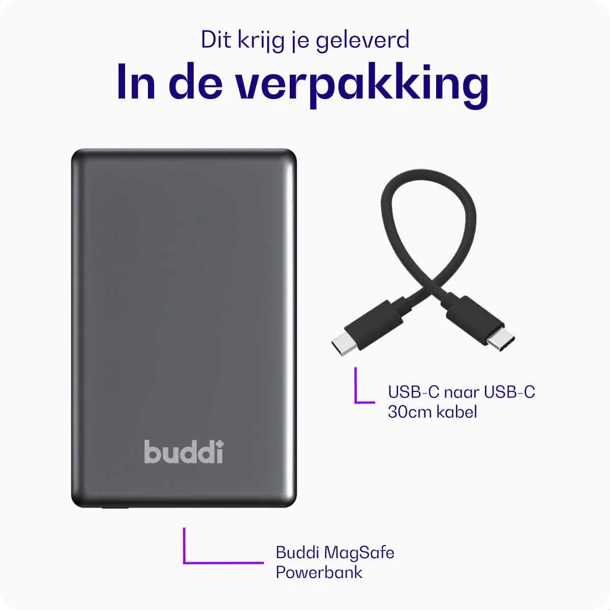 Buddi Connect 5.000 mAh MagSafe Powerbank Reisformaat Zwart 20W afbeelding 11