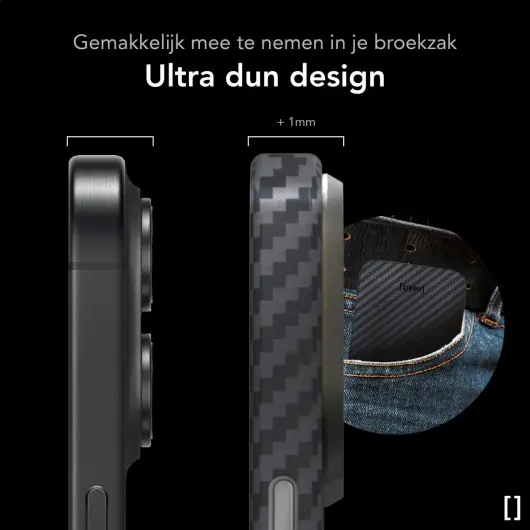 NEKIT Fiber Apple iPhone 16 Hoesje MagSafe Kevlar Back Cover Dun Zwart afbeelding 5