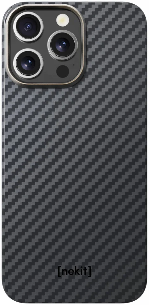 NEKIT Fiber Apple iPhone 14 Pro Hoesje MagSafe Kevlar Back Cover Dun Zwart afbeelding 14