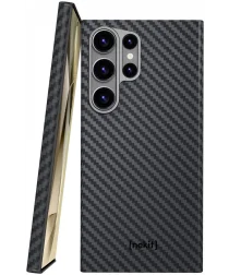 Nekit Fiber Samsung Galaxy S24 Ultra Hoesje MagSafe Kevlar Back Cover Dun Zwart