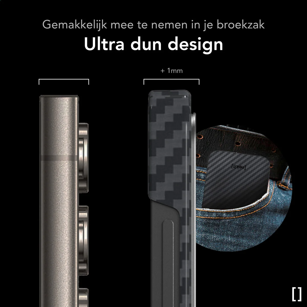 NEKIT Fiber Samsung Galaxy S24 Ultra Hoesje MagSafe Kevlar Back Cover Dun Zwart afbeelding 6
