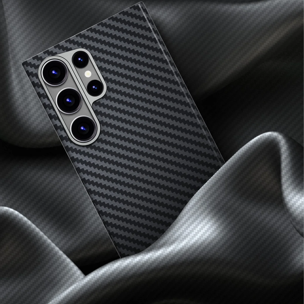 NEKIT Fiber Samsung Galaxy S24 Ultra Hoesje MagSafe Kevlar Back Cover Dun Zwart afbeelding 10