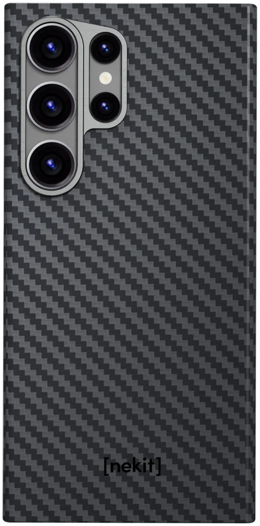 NEKIT Fiber Samsung Galaxy S24 Ultra Hoesje MagSafe Kevlar Back Cover Dun Zwart afbeelding 15