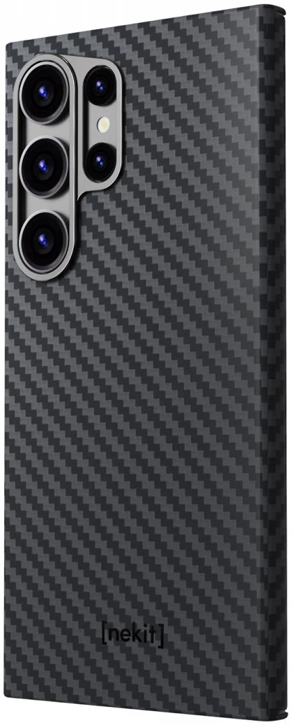 NEKIT Fiber Samsung Galaxy S24 Ultra Hoesje MagSafe Kevlar Back Cover Dun Zwart afbeelding 16