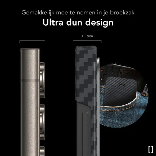 NEKIT Fiber Samsung Galaxy S24 Ultra Hoesje MagSafe Kevlar Back Cover Dun Zwart afbeelding 6