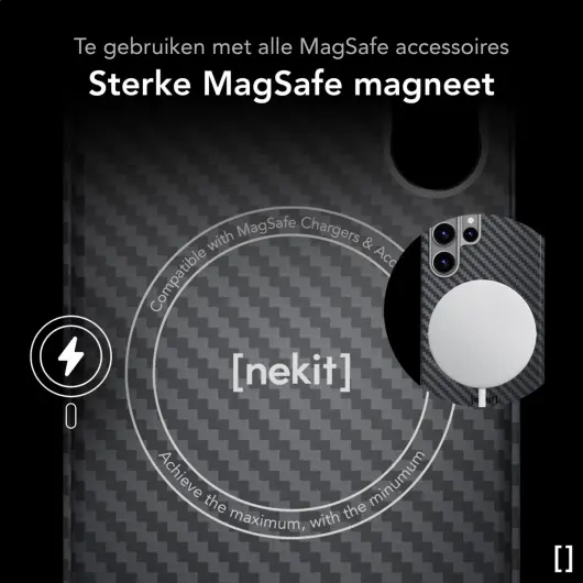 NEKIT Fiber Samsung Galaxy S24 Ultra Hoesje MagSafe Kevlar Back Cover Dun Zwart afbeelding 7