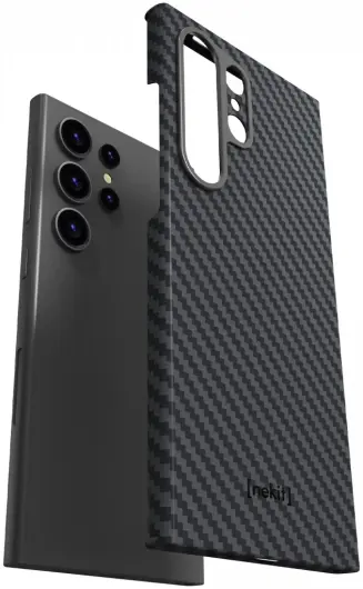 NEKIT Fiber Samsung Galaxy S24 Ultra Hoesje MagSafe Kevlar Back Cover Dun Zwart afbeelding 14