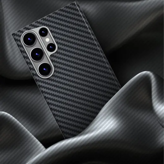 NEKIT Fiber Samsung Galaxy S24 Ultra Hoesje MagSafe Kevlar Back Cover Dun Zwart afbeelding 10