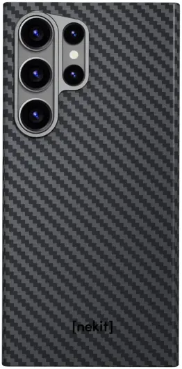 NEKIT Fiber Samsung Galaxy S24 Ultra Hoesje MagSafe Kevlar Back Cover Dun Zwart afbeelding 15