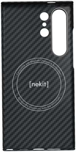 NEKIT Fiber Samsung Galaxy S24 Ultra Hoesje MagSafe Kevlar Back Cover Dun Zwart afbeelding 18