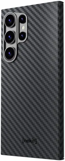 NEKIT Fiber Samsung Galaxy S24 Ultra Hoesje MagSafe Kevlar Back Cover Dun Zwart afbeelding 16