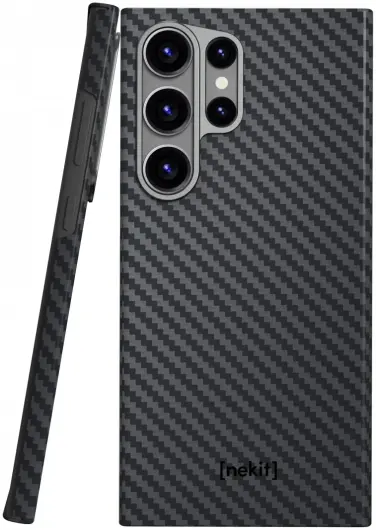 NEKIT Fiber Samsung Galaxy S24 Ultra Hoesje MagSafe Kevlar Back Cover Dun Zwart afbeelding 13