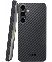 Nekit Fiber Samsung Galaxy S24 Hoesje MagSafe Kevlar Back Cover Dun Zwart