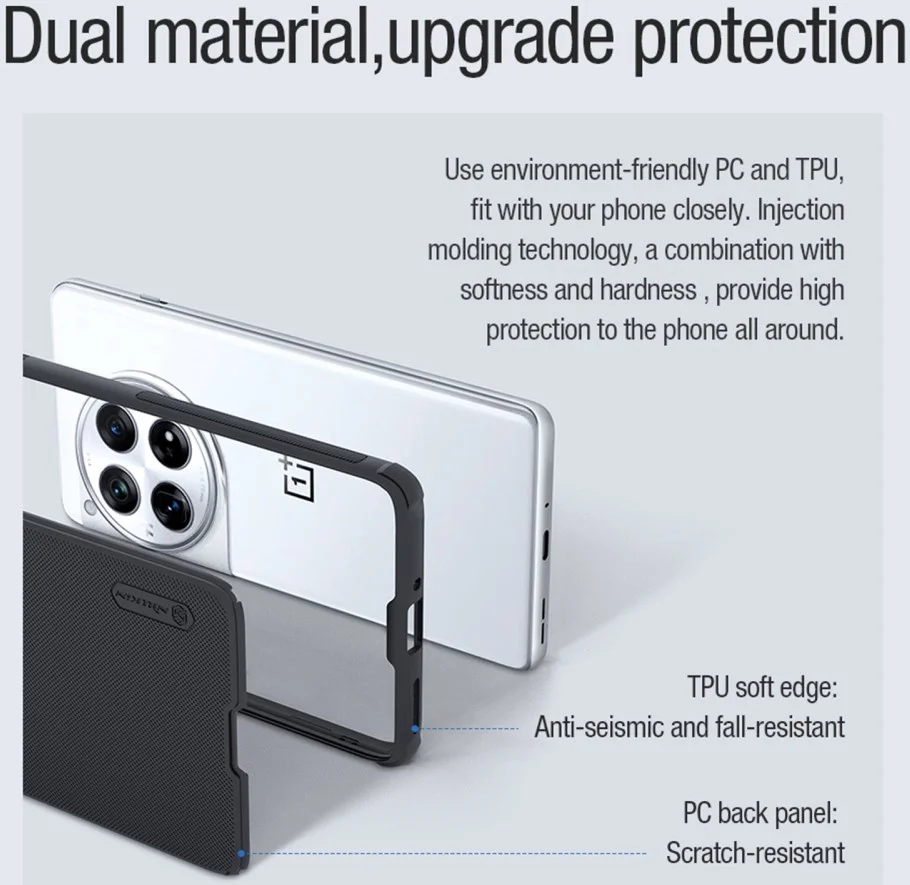 Nillkin Frosted Shield OnePlus 12 Hoesje MagSafe Back Cover Zwart afbeelding 5