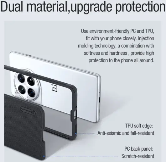Nillkin Frosted Shield OnePlus 12 Hoesje MagSafe Back Cover Zwart afbeelding 5