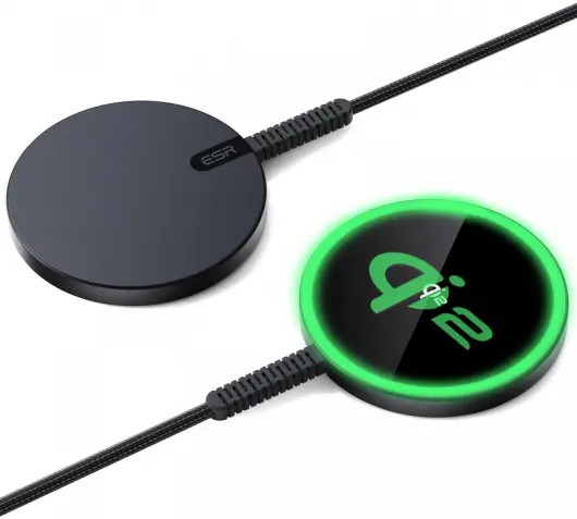 ESR HaloLock Mini Qi2 met MagSafe 15W Draadloze Oplader 1.5M Kabel Zwart afbeelding 2