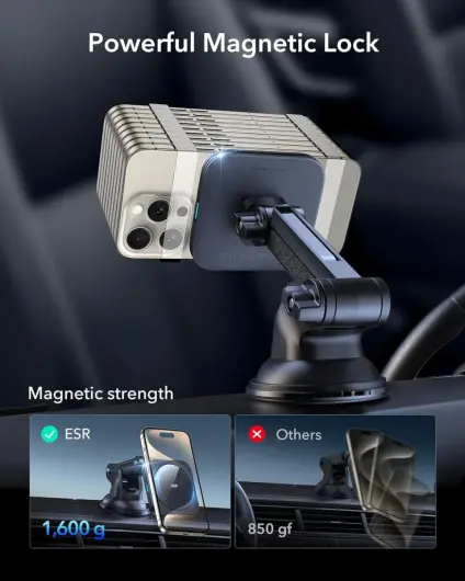 ESR HaloLock Qi2 / MagSafe Telefoonhouder Auto Raam/Dashboard met Opladen 15W afbeelding 7