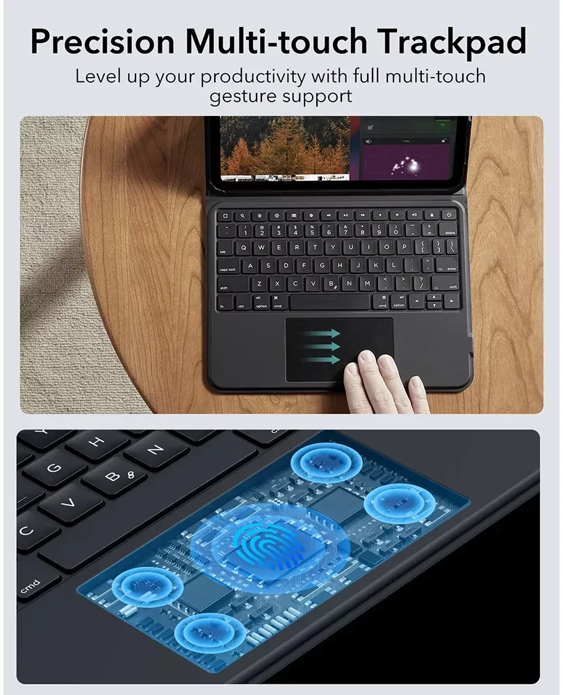 ESR Ascend Apple iPad 11 (2025) / 10.9 (2022) Magnetische Toetsenbord Hoes Zwart afbeelding 2