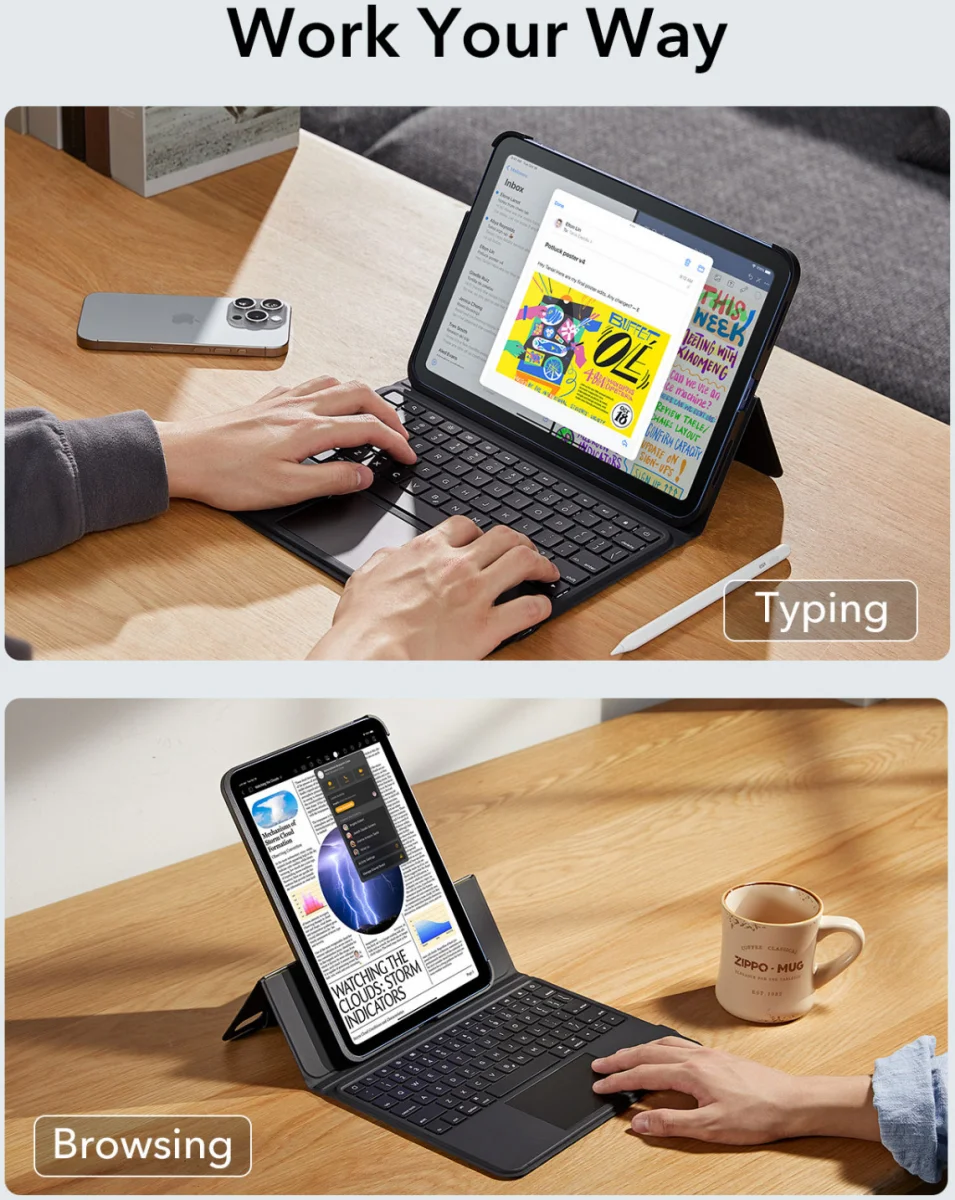ESR Ascend Apple iPad 11 (2025) / 10.9 (2022) Magnetische Toetsenbord Hoes Wit afbeelding 11