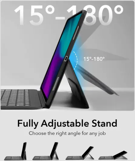 ESR Ascend Keyboard Case iPad Pro 13 (2024) Magnetisch US Toetsenbord Hoes Zwart afbeelding 7