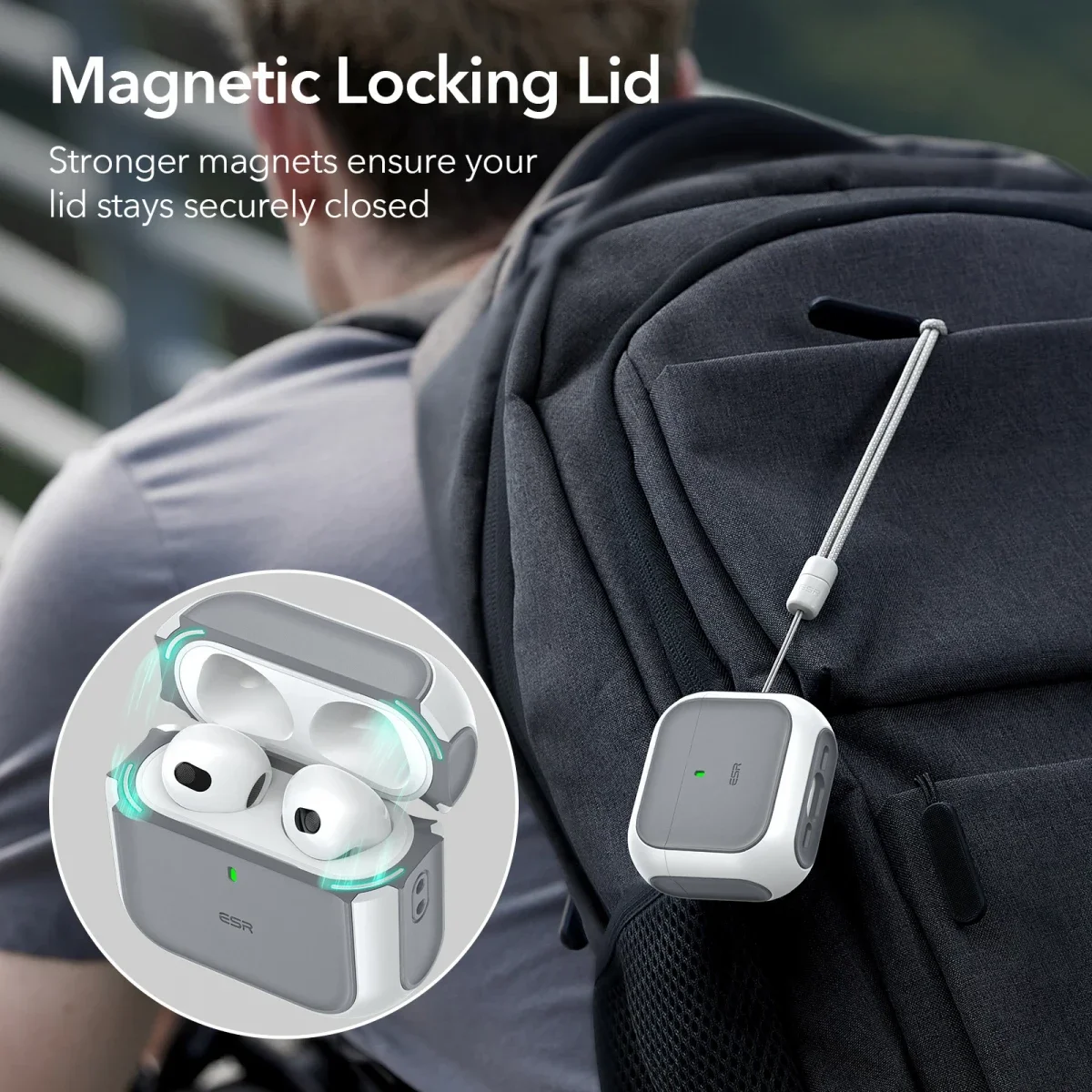 ESR Halolock Orbit Hybrid AirPods 4 (2024) Hoes Magsafe Titanium afbeelding 3