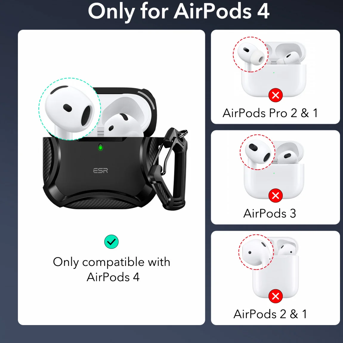 ESR Halolock Cyber Tough AirPods 4 (2024) Hoes Magsafe Zwart afbeelding 2
