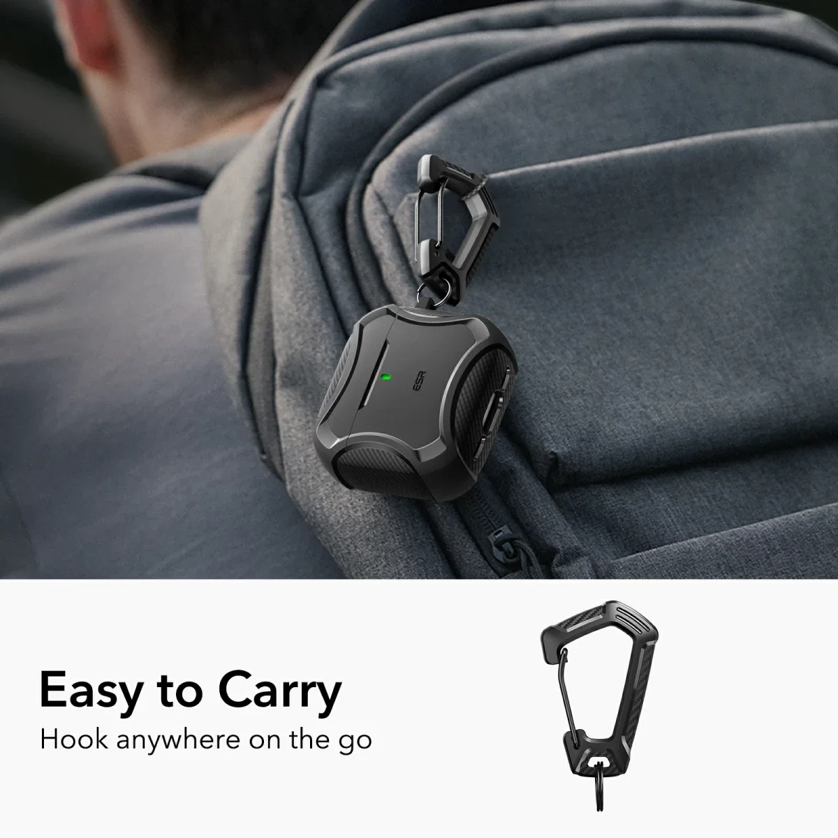ESR Halolock Cyber Tough AirPods 4 (2024) Hoes Magsafe Zwart afbeelding 6
