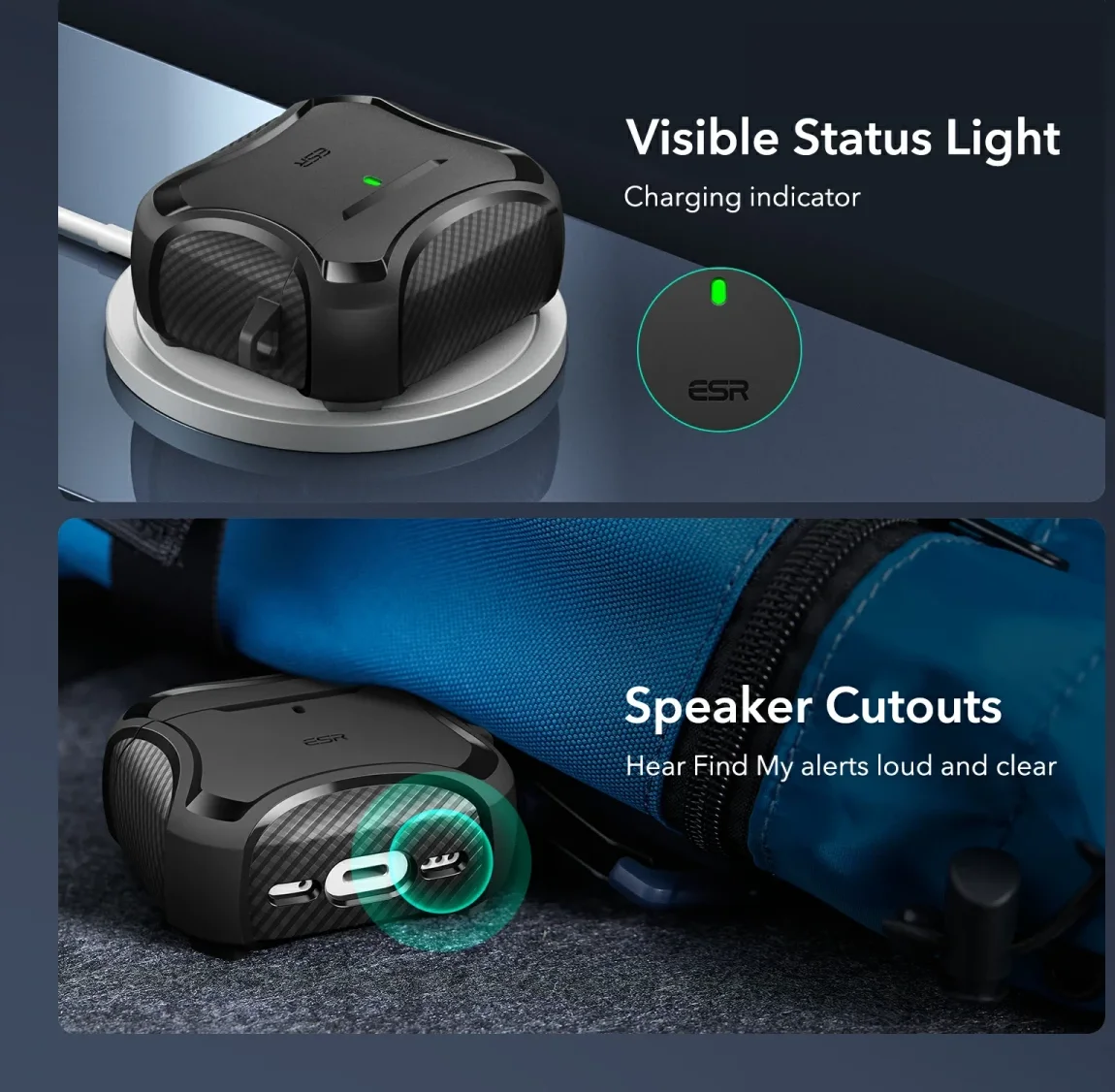 ESR Halolock Cyber Tough AirPods 4 (2024) Hoes Magsafe Zwart afbeelding 7