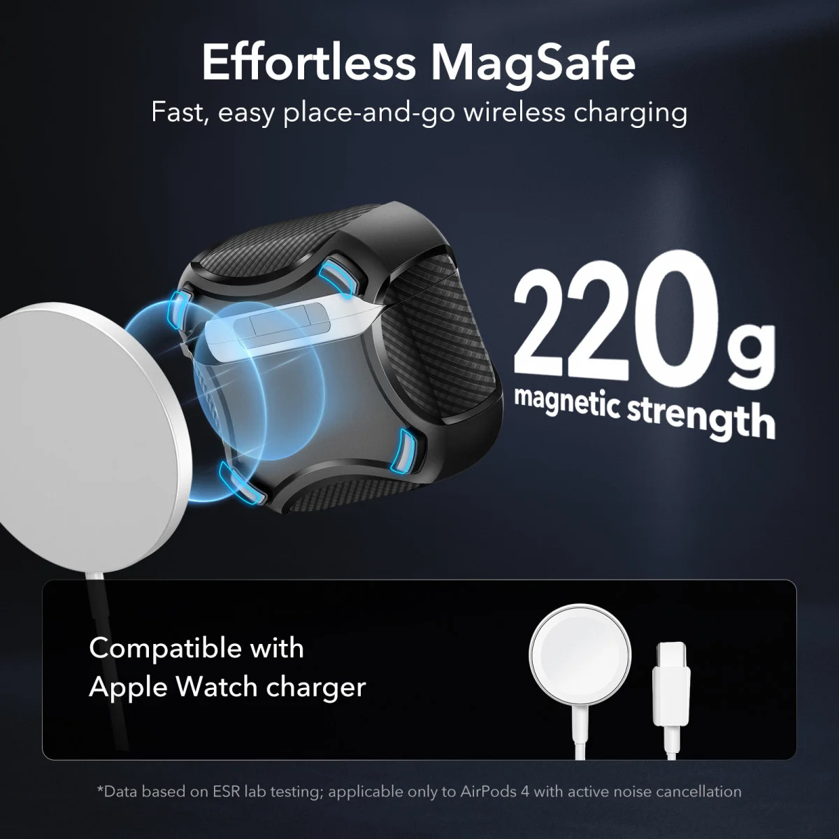 ESR Halolock Cyber Tough AirPods 4 (2024) Hoes Magsafe Zwart afbeelding 8