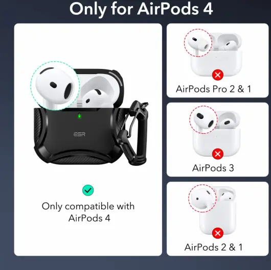 ESR Halolock Cyber Tough AirPods 4 (2024) Hoes Magsafe Zwart afbeelding 2