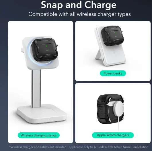 ESR Halolock Cyber Tough AirPods 4 (2024) Hoes Magsafe Zwart afbeelding 5