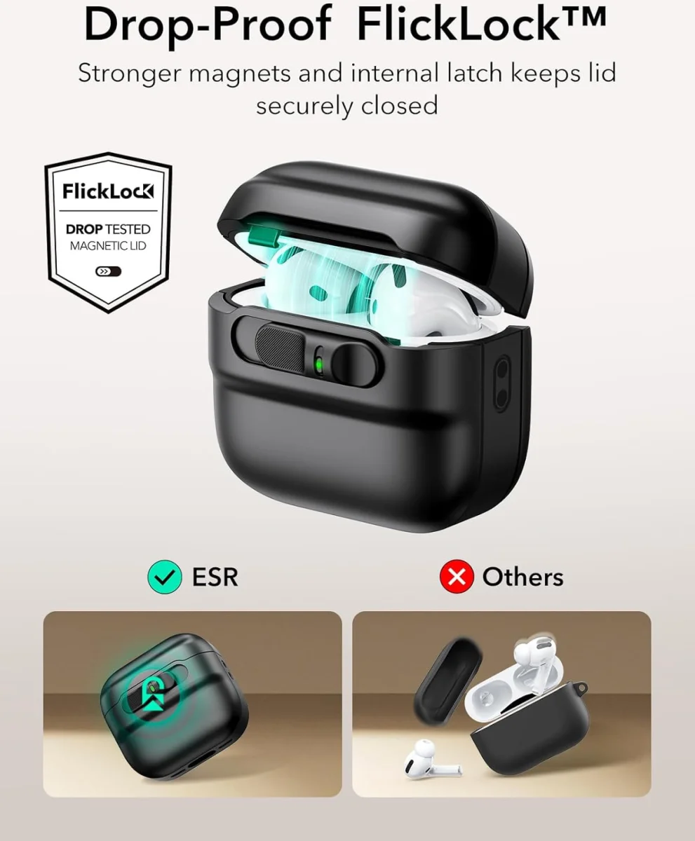 ESR HaloLock Pulse Magnetic Lock AirPods 4 (2024) Hoesje MagSafe Zwart afbeelding 5