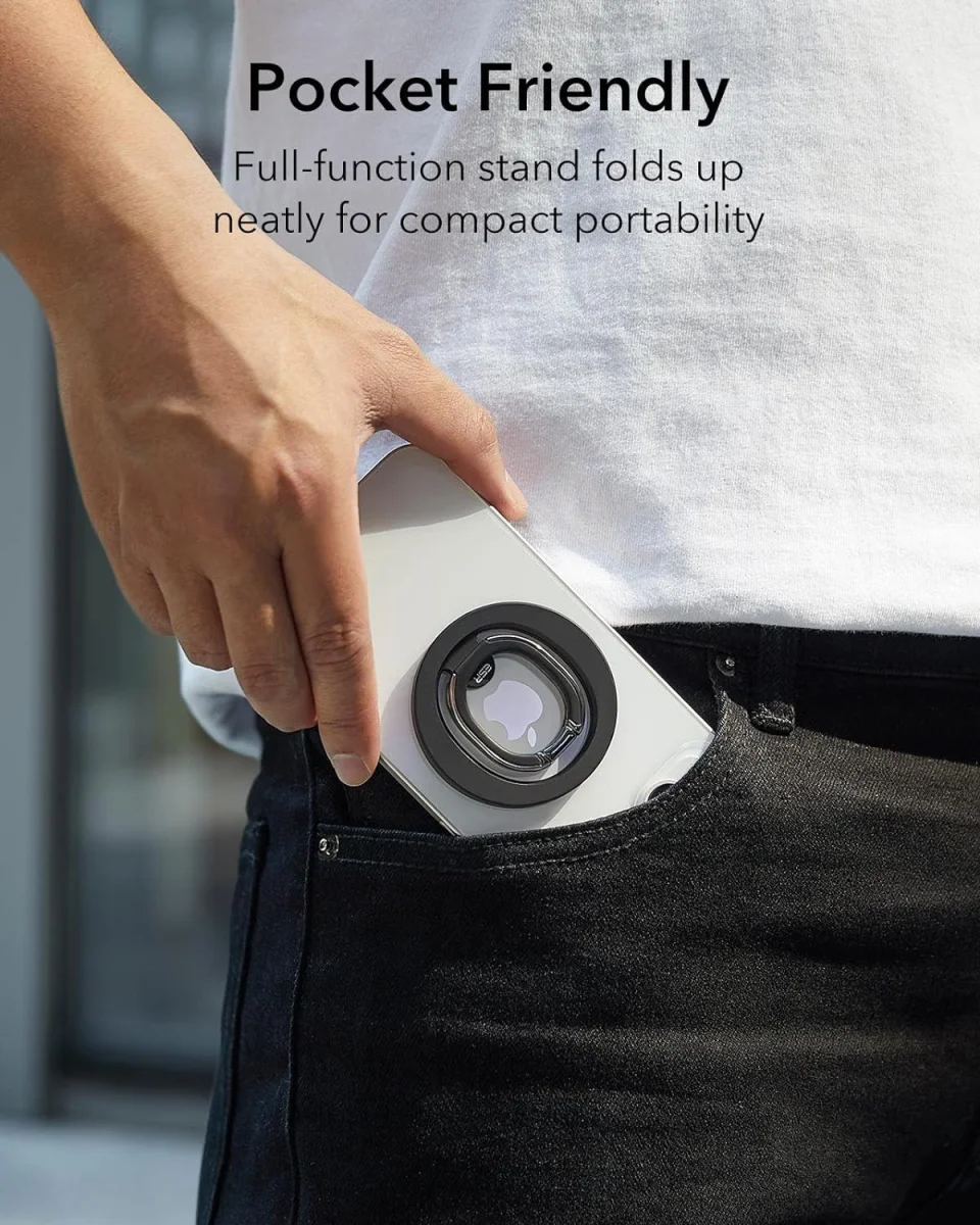 ESR HaloLock MagSafe Ring Houder Opvouwbare Standaard Zwart afbeelding 7