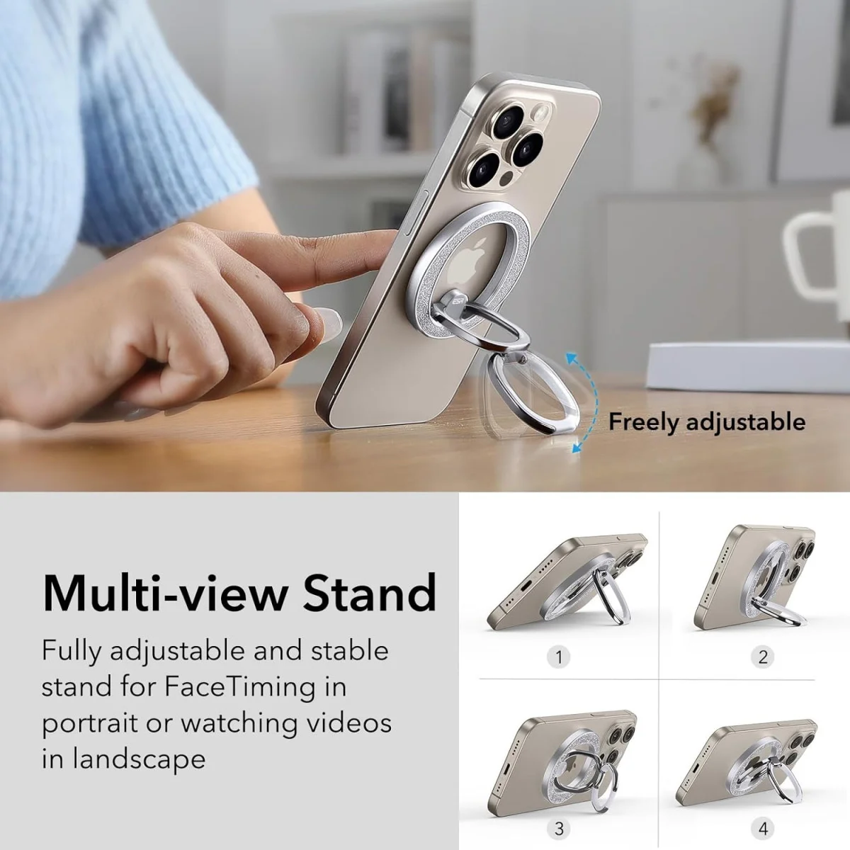 ESR HaloLock MagSafe Ring Houder Opvouwbare Standaard Glitter afbeelding 2