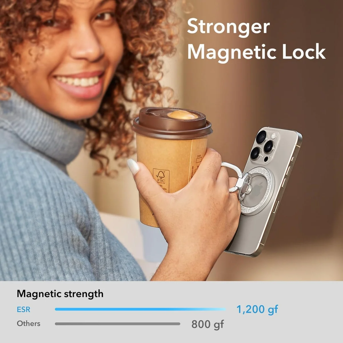 ESR HaloLock MagSafe Ring Houder Opvouwbare Standaard Glitter afbeelding 4